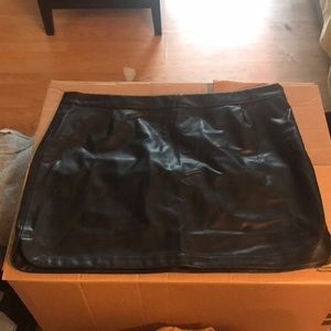 black leather mini skirt